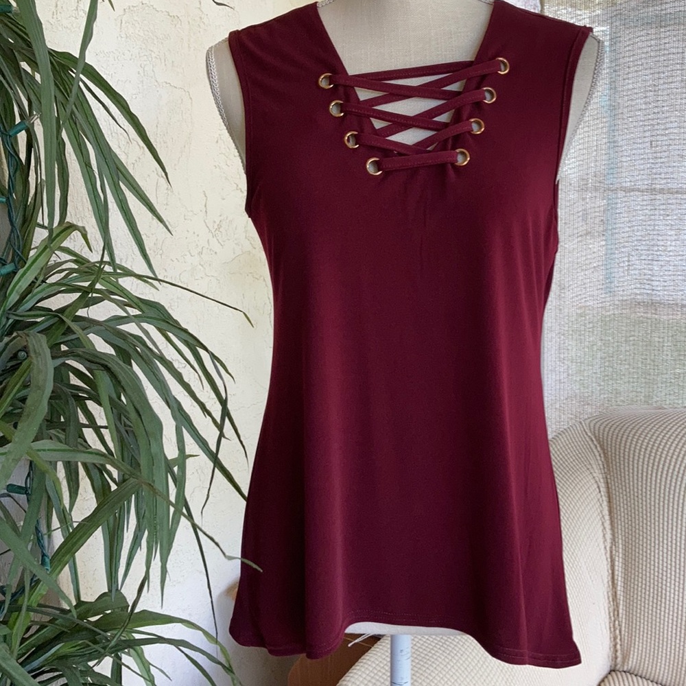 Ana & Kate Sleeveless Grommet Lace Top